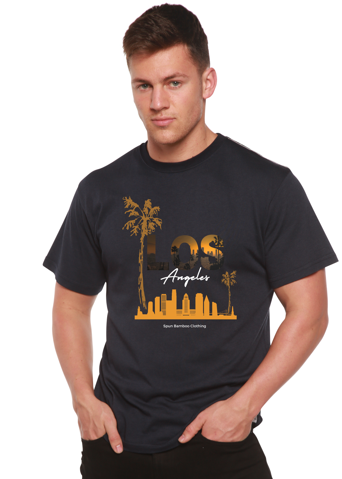 Camiseta gráfica unisex de manga corta Los Angeles de viscosa de bambú/algodón orgánico