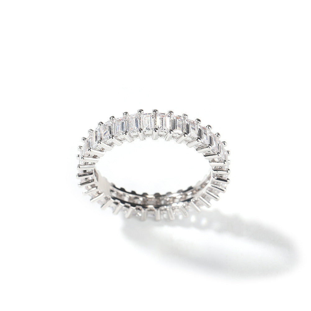 Anillo de cinco piezas para hombre de hip-hop, con diamantes incrustados, genial y atractivo