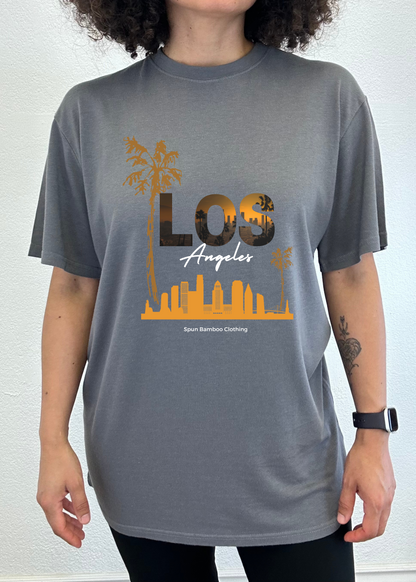 Camiseta gráfica unisex de manga corta Los Angeles de viscosa de bambú/algodón orgánico