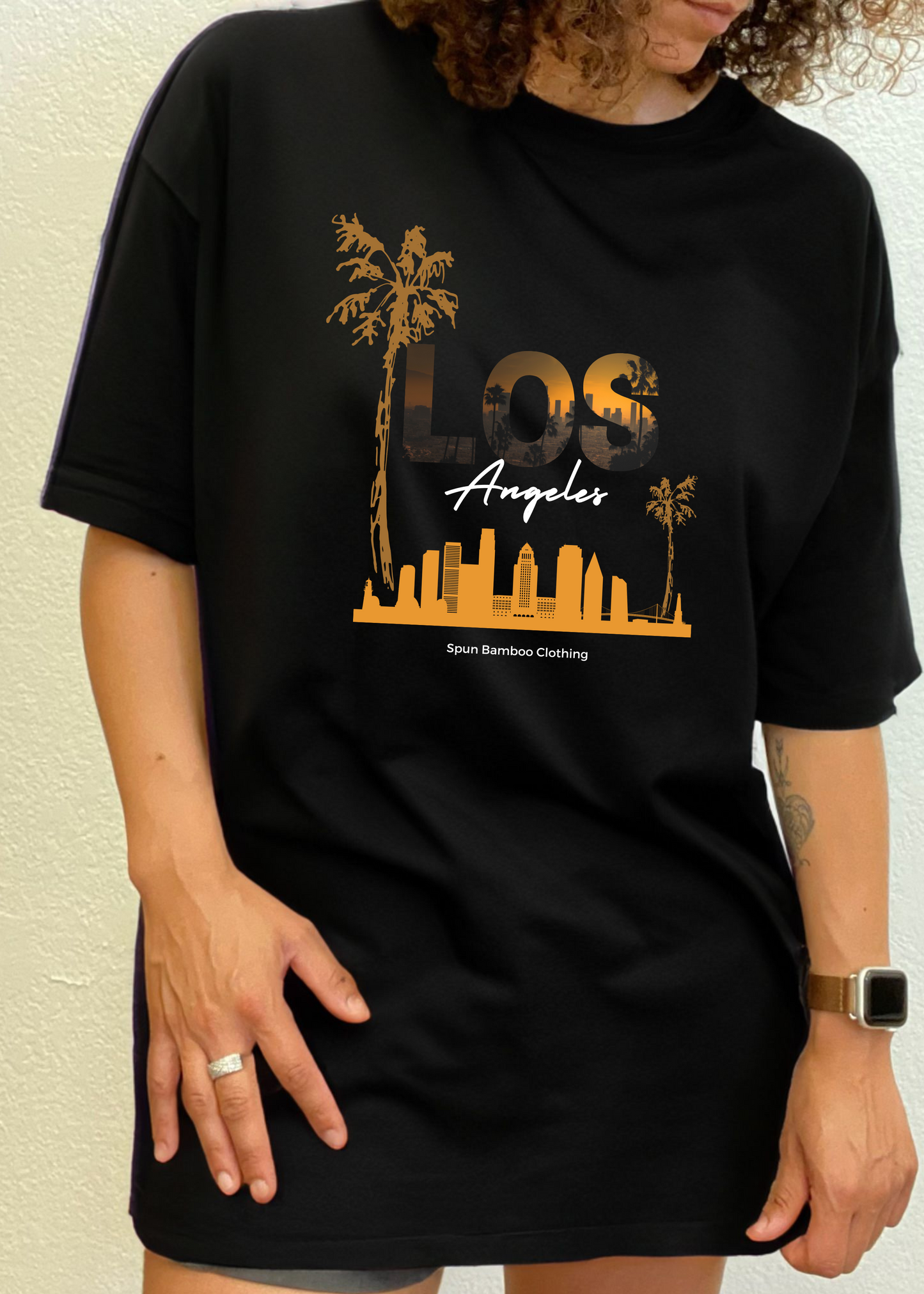 Camiseta gráfica unisex de manga corta Los Angeles de viscosa de bambú/algodón orgánico