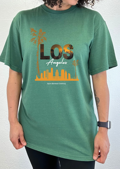 Camiseta gráfica unisex de manga corta Los Angeles de viscosa de bambú/algodón orgánico