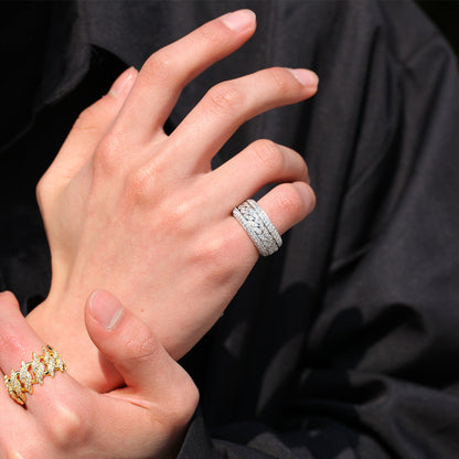 Anillo cubano giratorio con circonita estilo hip-hop