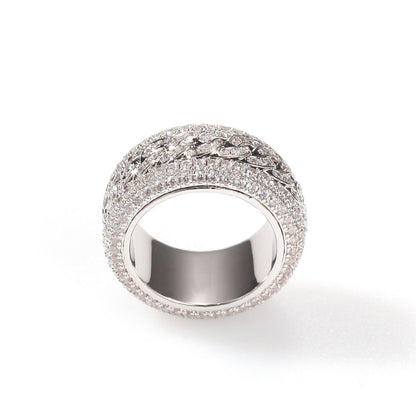 Anillo cubano giratorio con circonita estilo hip-hop