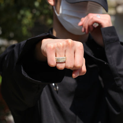 Anillo cubano giratorio con circonita estilo hip-hop