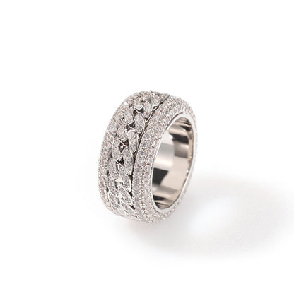 Anillo cubano giratorio con circonita estilo hip-hop