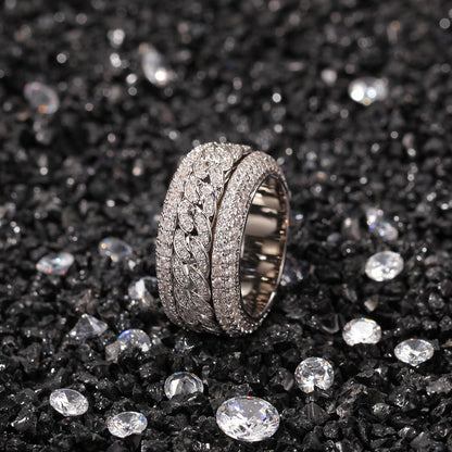 Anillo cubano giratorio con circonita estilo hip-hop