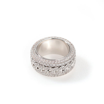 Anillo cubano giratorio con circonita estilo hip-hop
