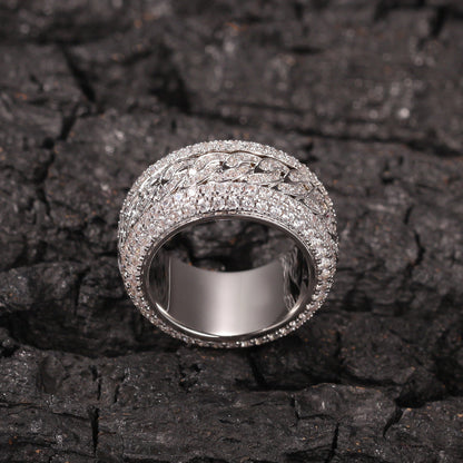Anillo cubano giratorio con circonita estilo hip-hop