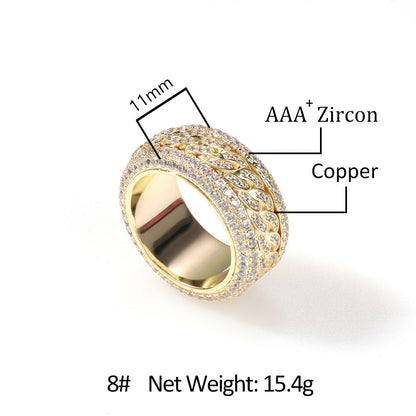 Anillo cubano giratorio con circonita estilo hip-hop