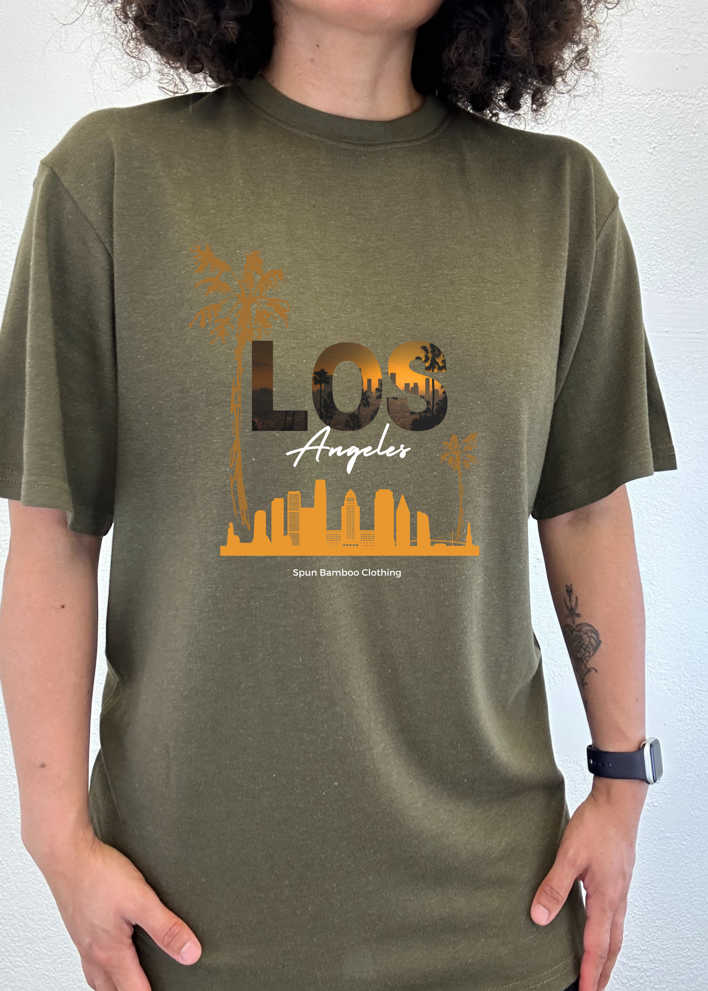 Camiseta gráfica unisex de manga corta Los Angeles de viscosa de bambú/algodón orgánico