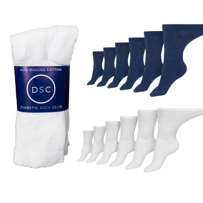 Calcetines de algodón para diabéticos, estilo tripulación, para hombre (6 pares)