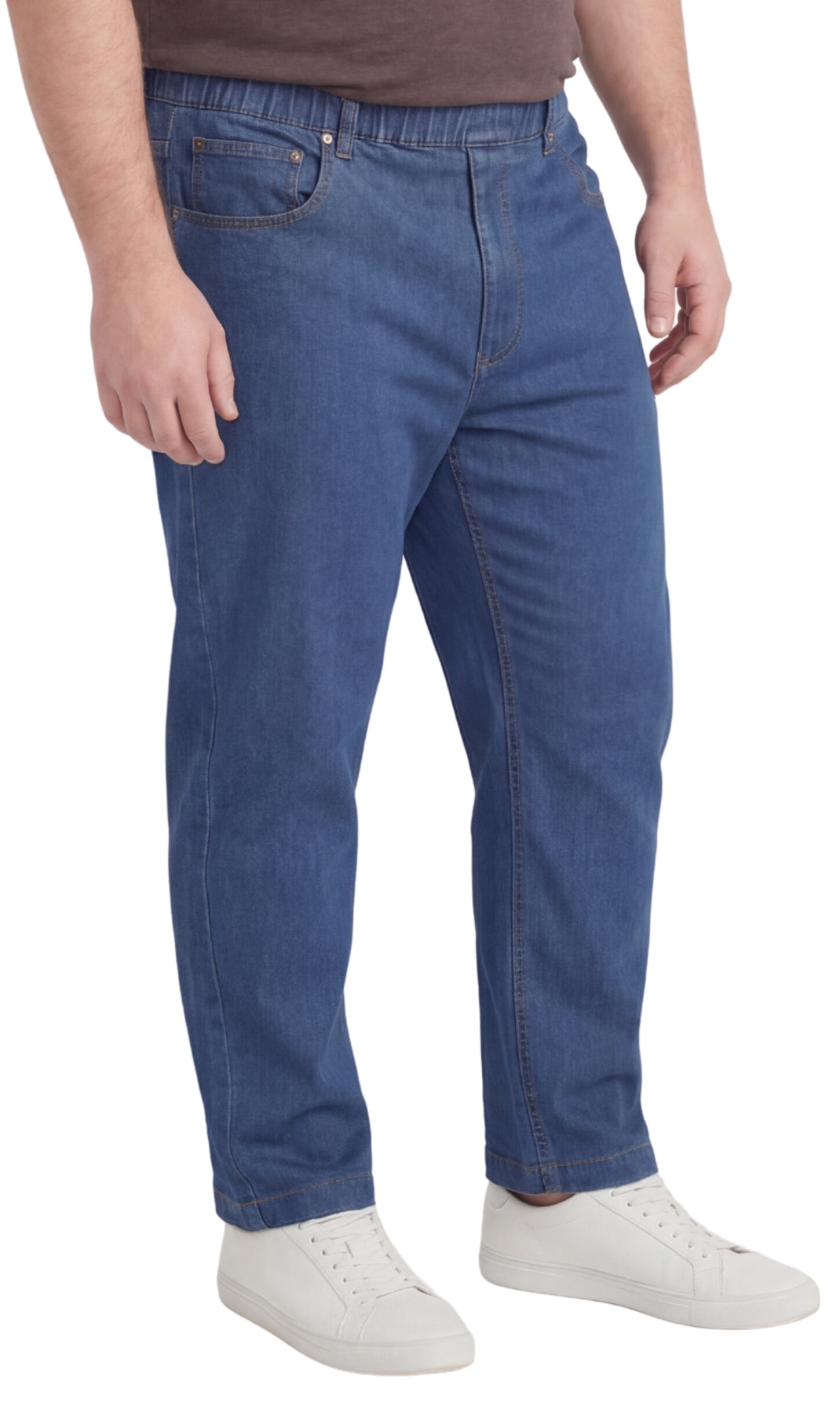 Vaqueros ligeros informales de hombre con cintura elástica – Pantalones vaqueros y de sarga de corte fácil