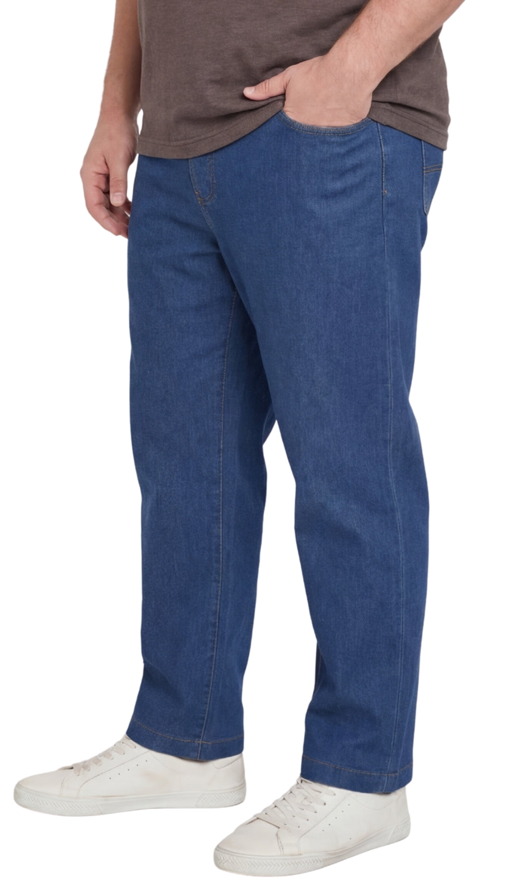 Vaqueros ligeros informales de hombre con cintura elástica – Pantalones vaqueros y de sarga de corte fácil