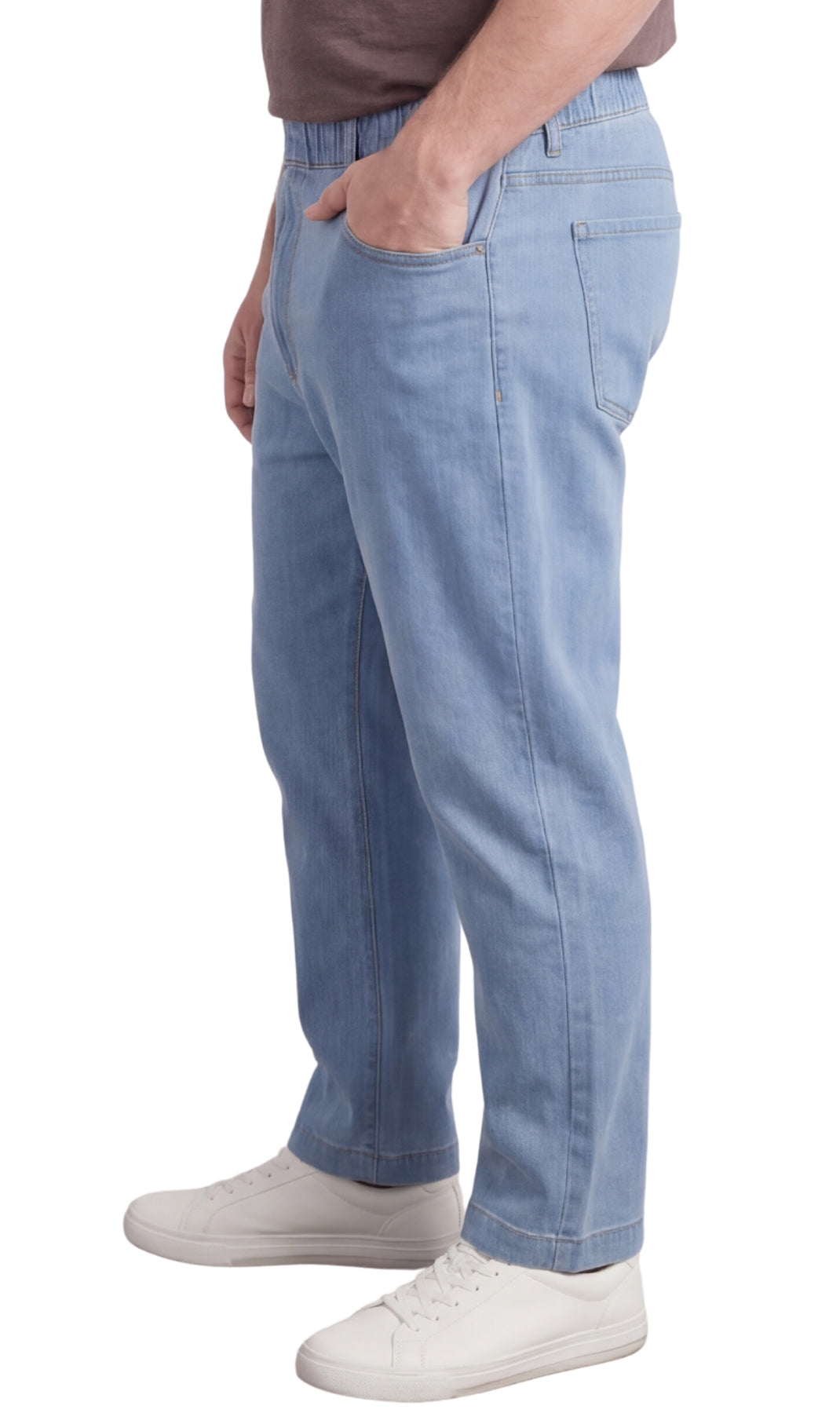 Vaqueros ligeros informales de hombre con cintura elástica – Pantalones vaqueros y de sarga de corte fácil