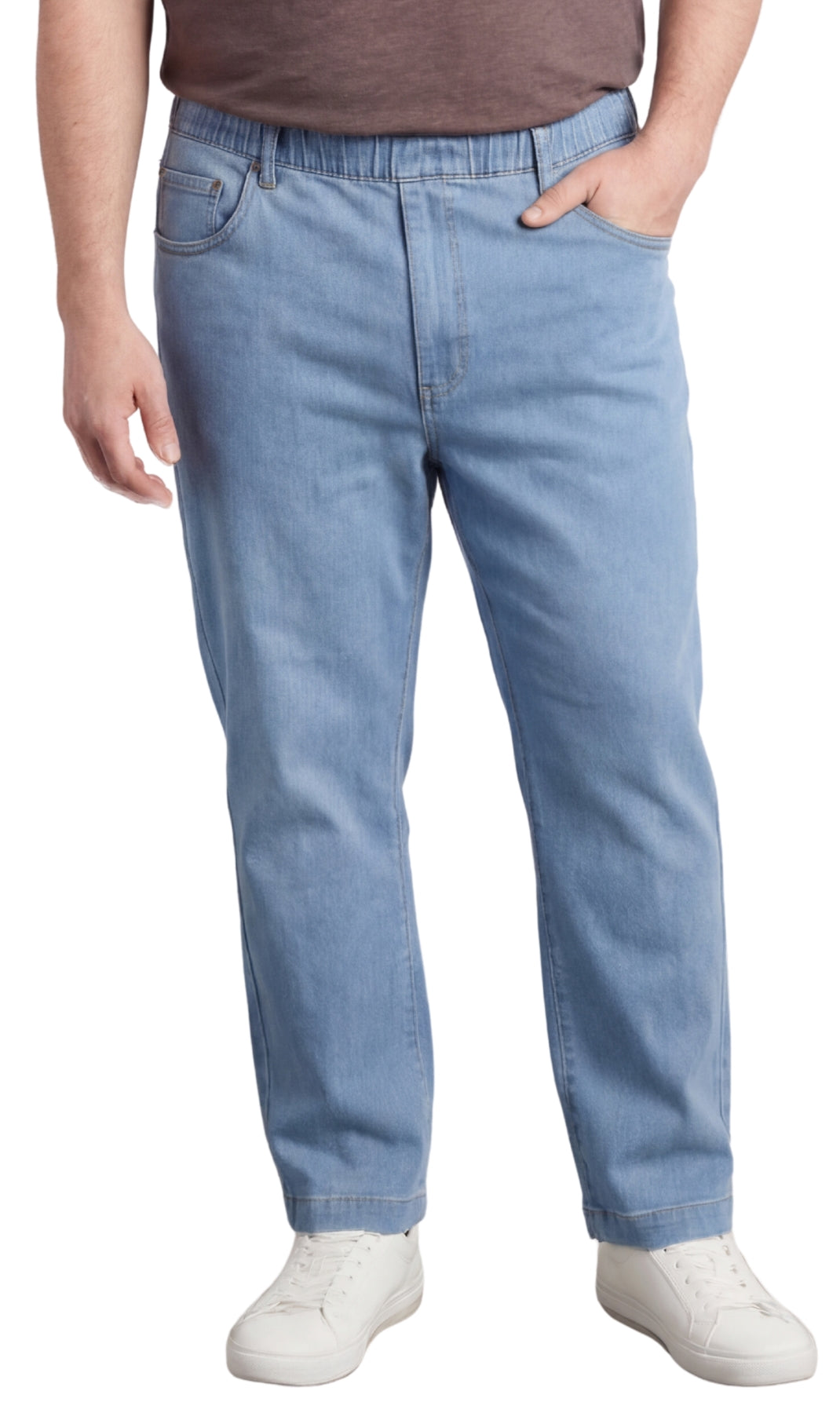 Vaqueros ligeros informales de hombre con cintura elástica – Pantalones vaqueros y de sarga de corte fácil
