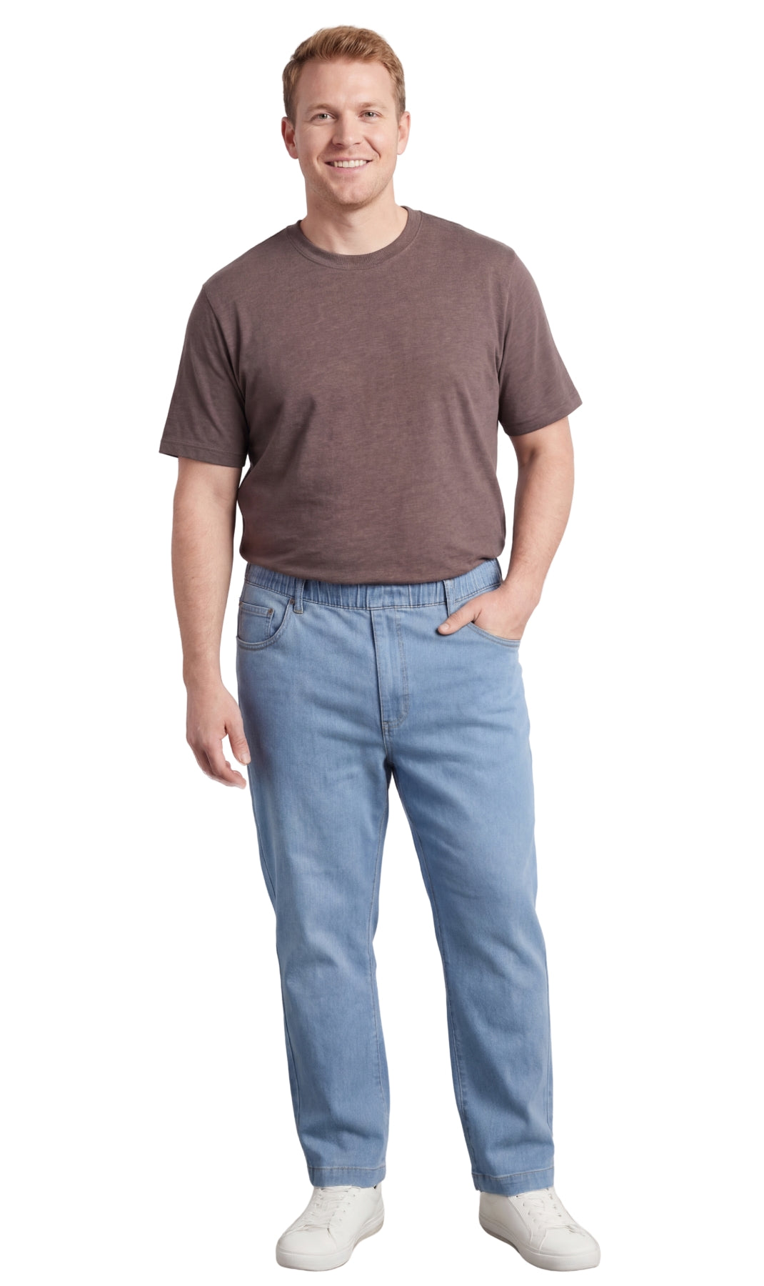 Vaqueros ligeros informales de hombre con cintura elástica – Pantalones vaqueros y de sarga de corte fácil