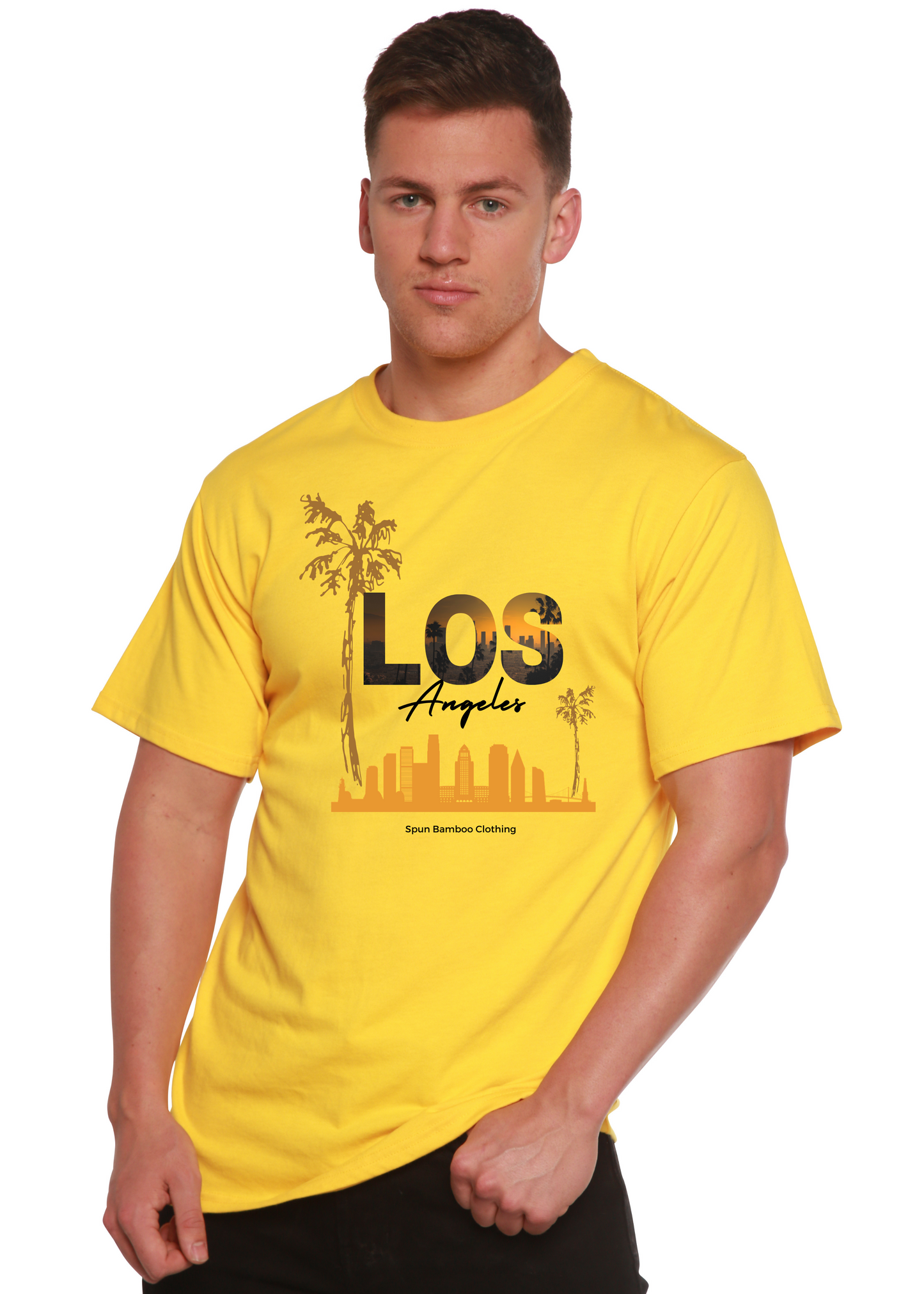 Camiseta gráfica unisex de manga corta Los Angeles de viscosa de bambú/algodón orgánico