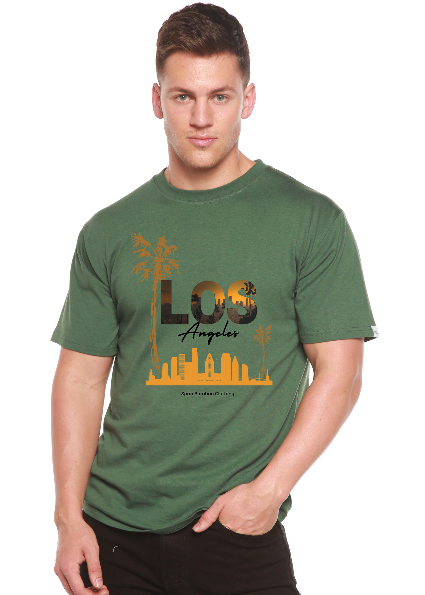 Camiseta gráfica unisex de manga corta Los Angeles de viscosa de bambú/algodón orgánico