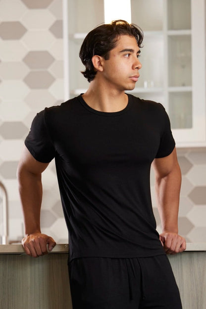 Camiseta de manga corta de bambú suave para hombre