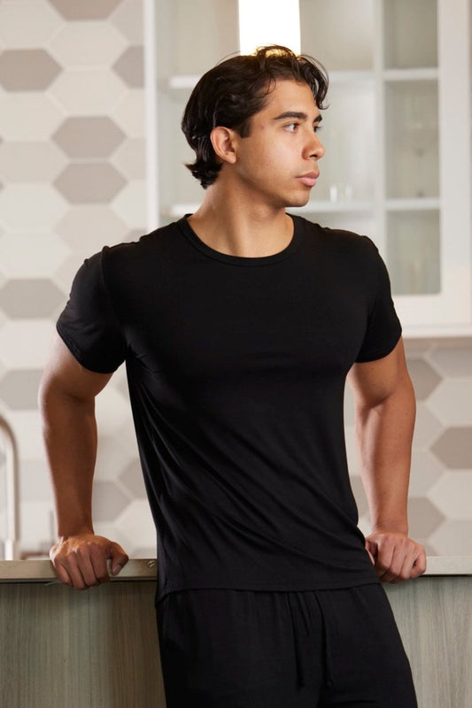 Camiseta de manga corta de bambú suave para hombre