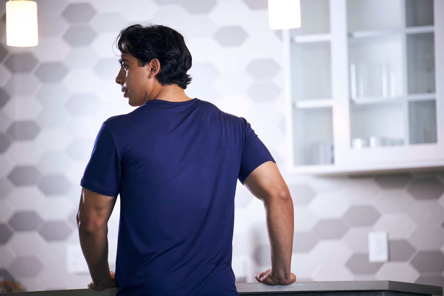 Camiseta de manga corta de bambú suave para hombre