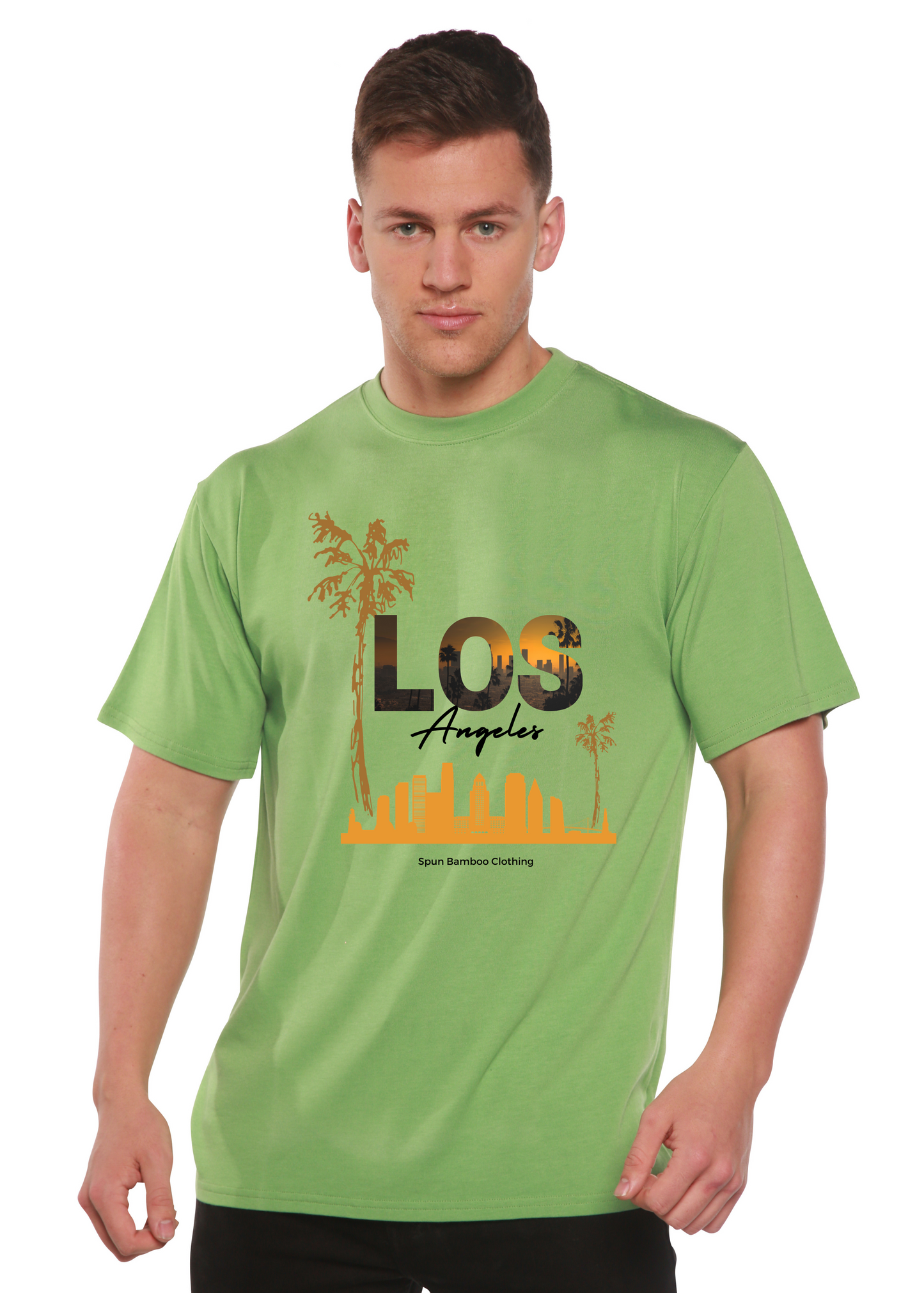Camiseta gráfica unisex de manga corta Los Angeles de viscosa de bambú/algodón orgánico