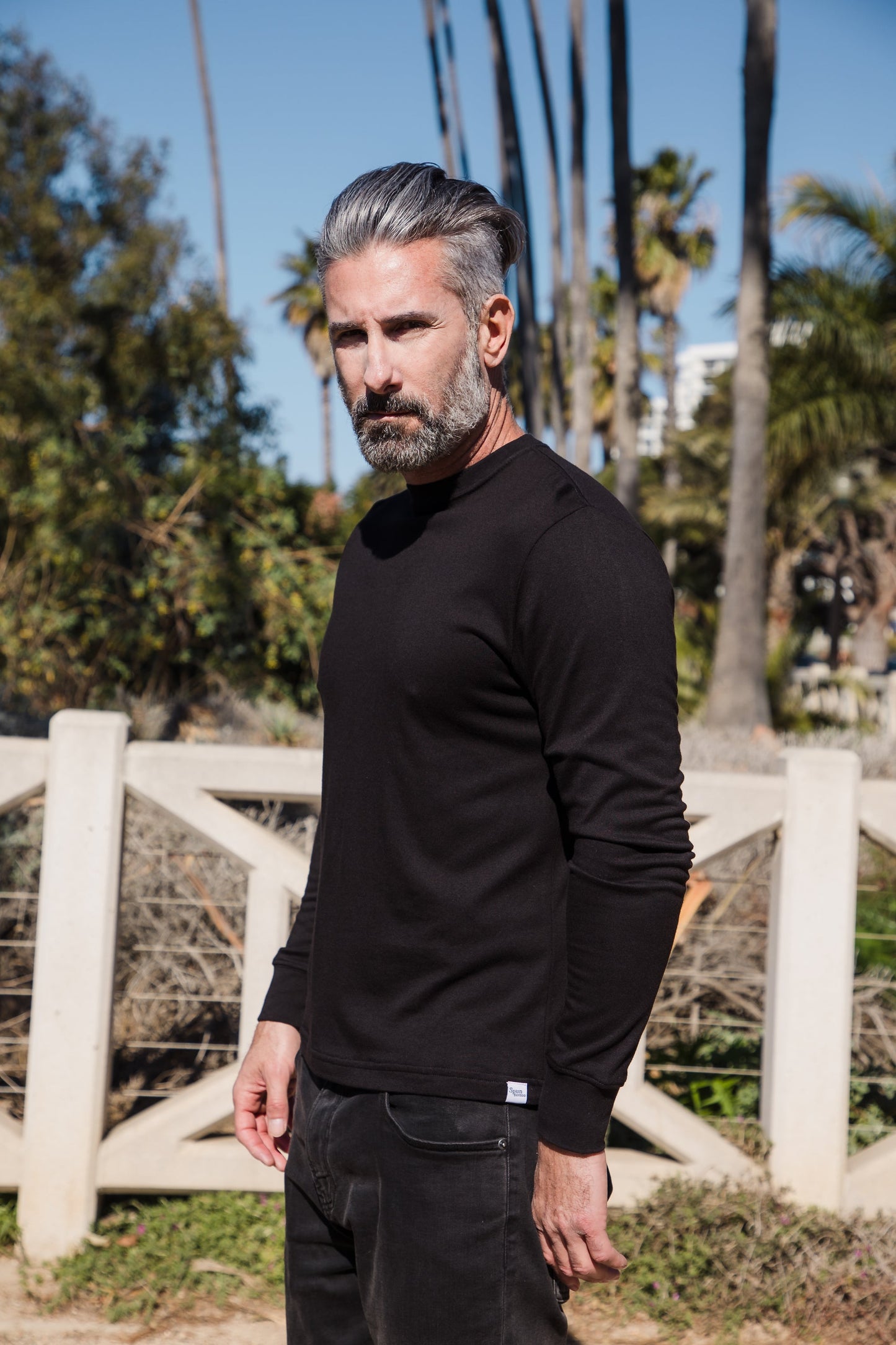 Liquidación Camiseta de manga larga de bambú/algodón orgánico para hombre