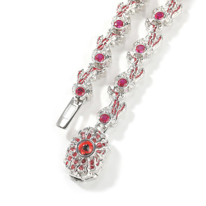 Collar de hip-hop exagerado con pinchos parásitos de ojos rojos y espinas con incrustaciones de diamantes