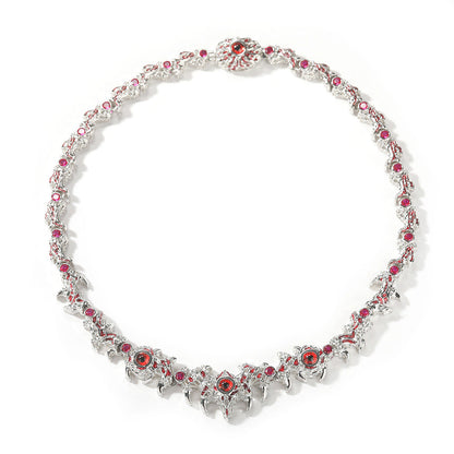 Collar de hip-hop exagerado con pinchos parásitos de ojos rojos y espinas con incrustaciones de diamantes