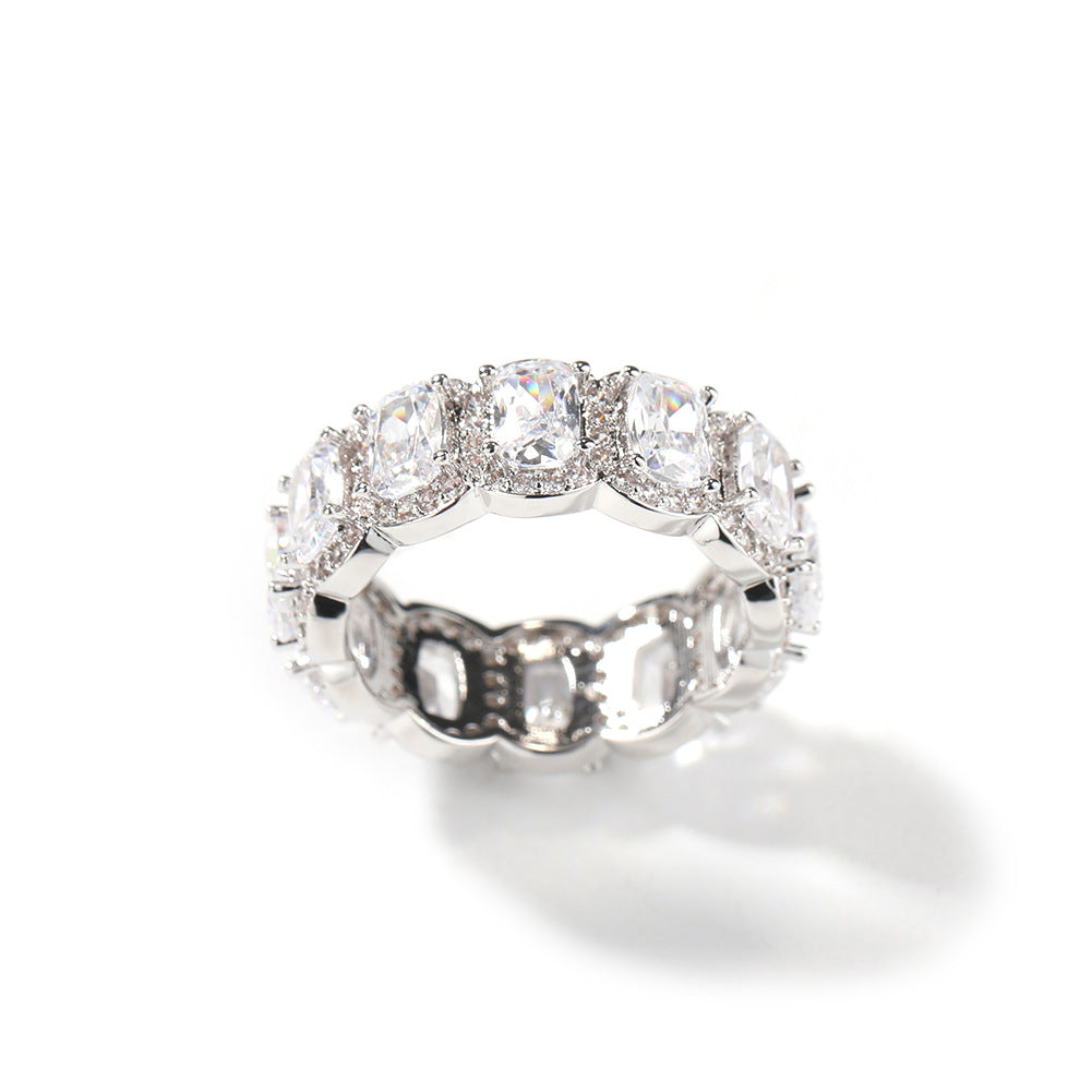 Anillo de cinco piezas para hombre de hip-hop, con diamantes incrustados, genial y atractivo