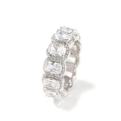 Anillo de cinco piezas para hombre de hip-hop, con diamantes incrustados, genial y atractivo