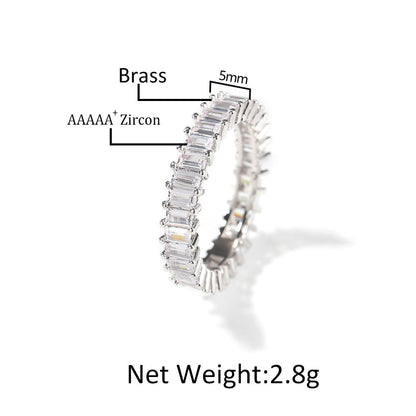 Anillo de cinco piezas para hombre de hip-hop, con diamantes incrustados, genial y atractivo
