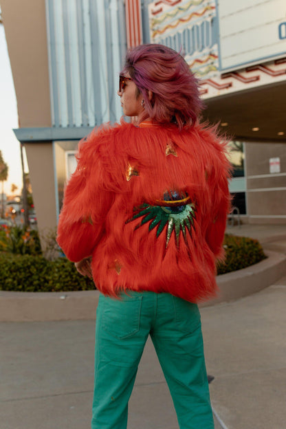 Chaqueta de piel sintética naranja Planet Queen