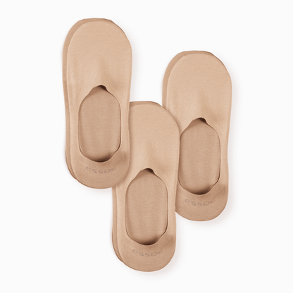 Calcetines de algodón unisex invisibles, paquete de 3 | Beige almendra
