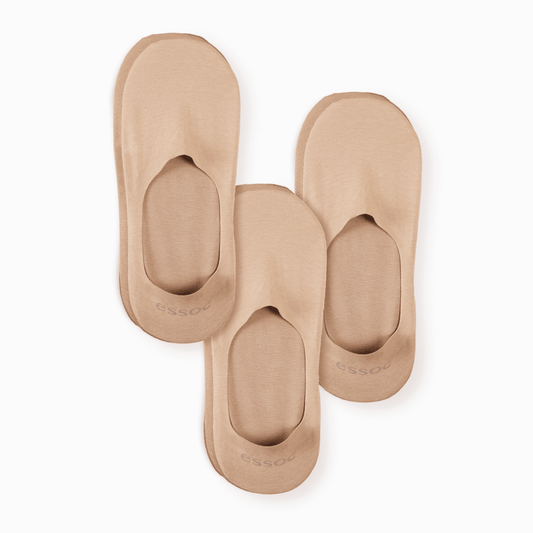 Calcetines de algodón unisex invisibles, paquete de 3 | Beige almendra