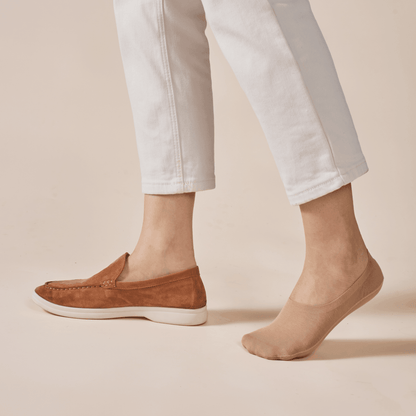 Calcetines de algodón unisex invisibles, paquete de 3 | Beige almendra