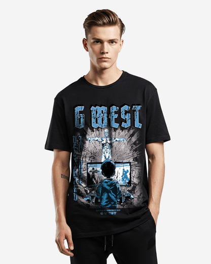G West Game of G Baby Blue Black Camiseta Oversize Hombre