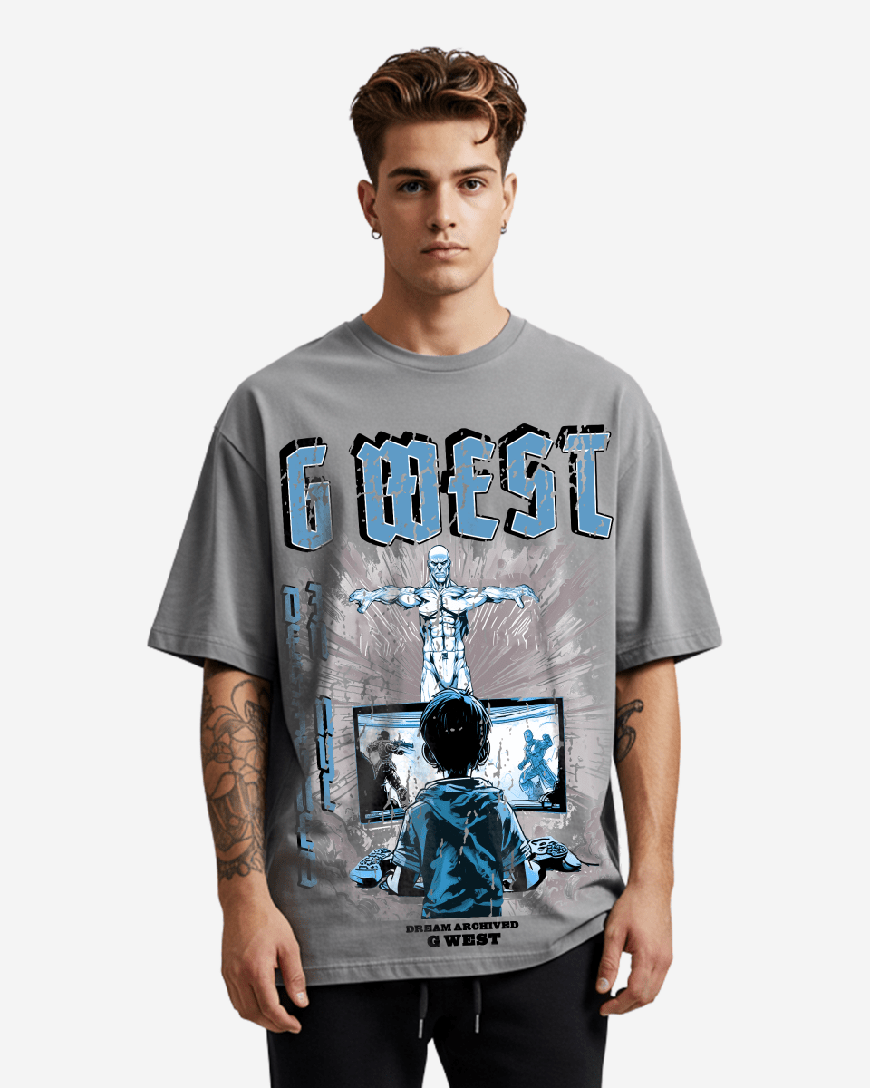 G West Game of G Baby Blue Black Camiseta Oversize Hombre