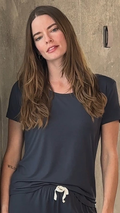 Camiseta de manga corta de bambú para mujer