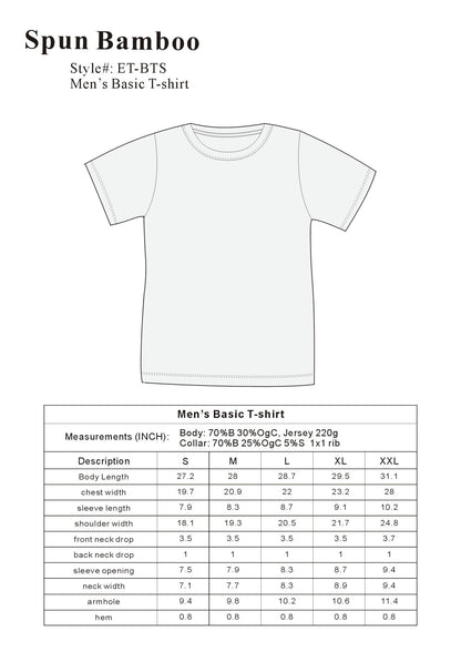 La camiseta de manga corta original para hombre de bambú de viscosa/algodón orgánico - Corte clásico